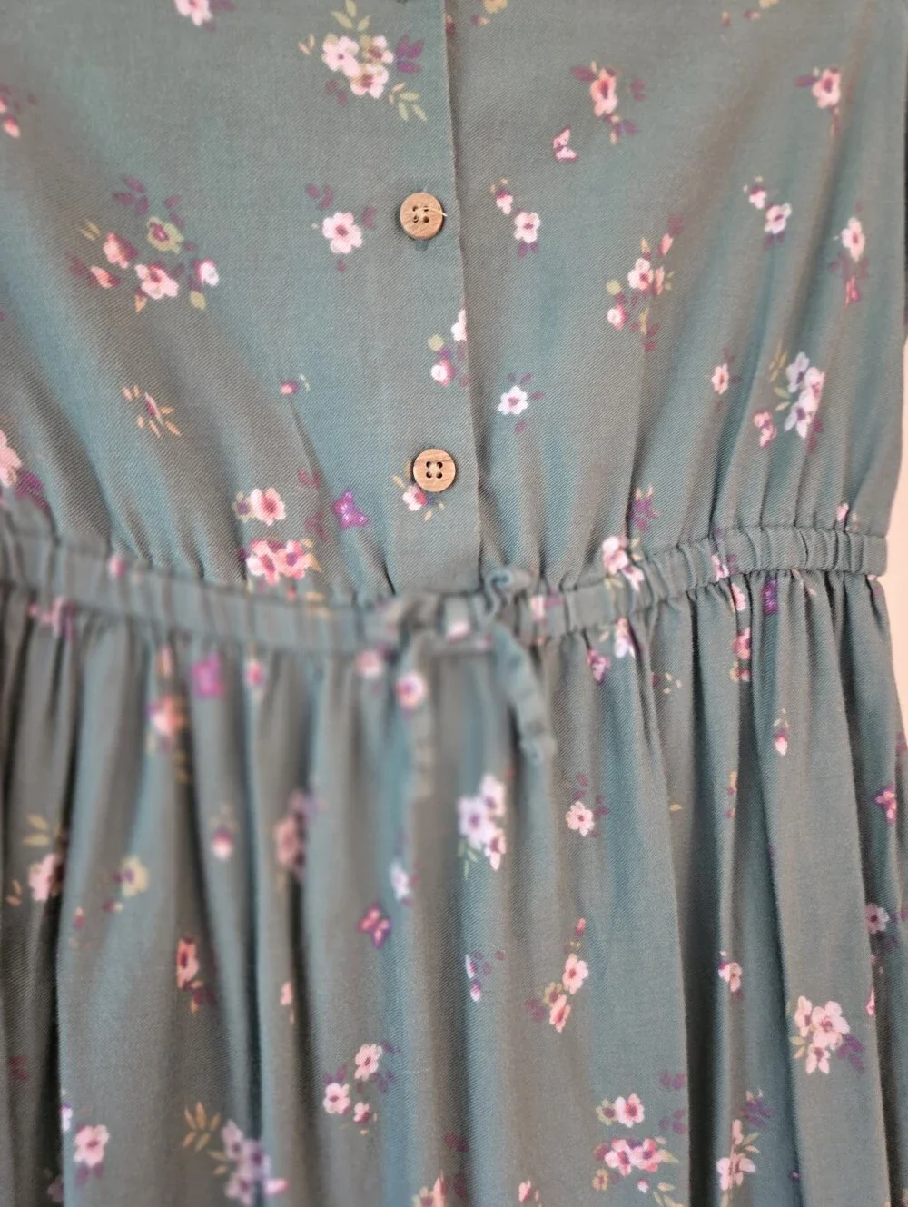 Osh Kosh B'Gosh Girls Olive Long Sleeved Cotton Floral Print Dress